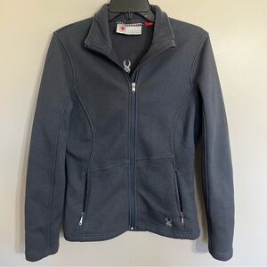 Womens Spyder Core Sweater Size Medium Full Zip Ski Snow Logo Jacket Gray Ribbed